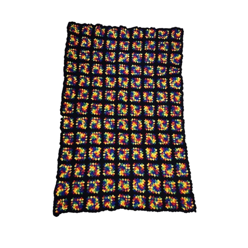Vintage 60"x39" handmade‎ rainbow stained glass style throw afgan blanket